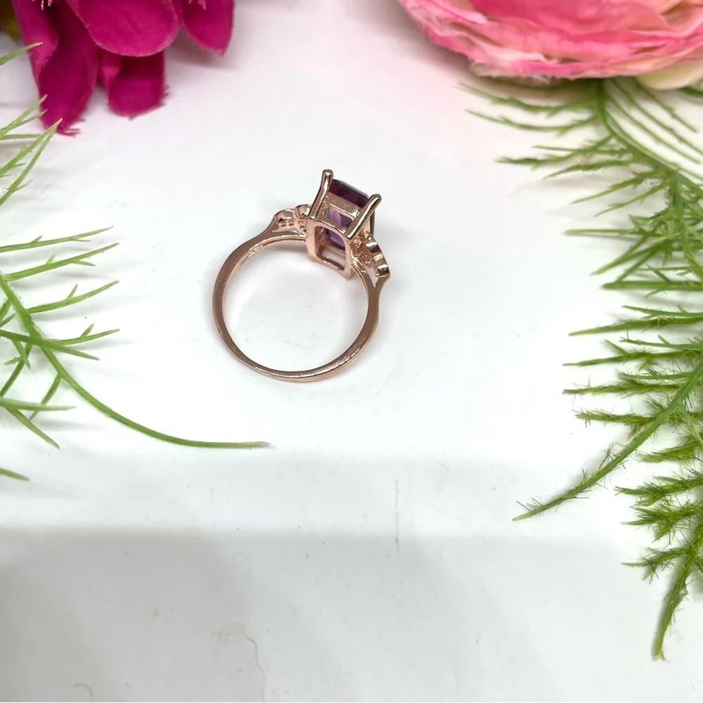 NEW⚜️Ombré Crystal Rose Gold Cocktail Ring - Picture 5 of 8